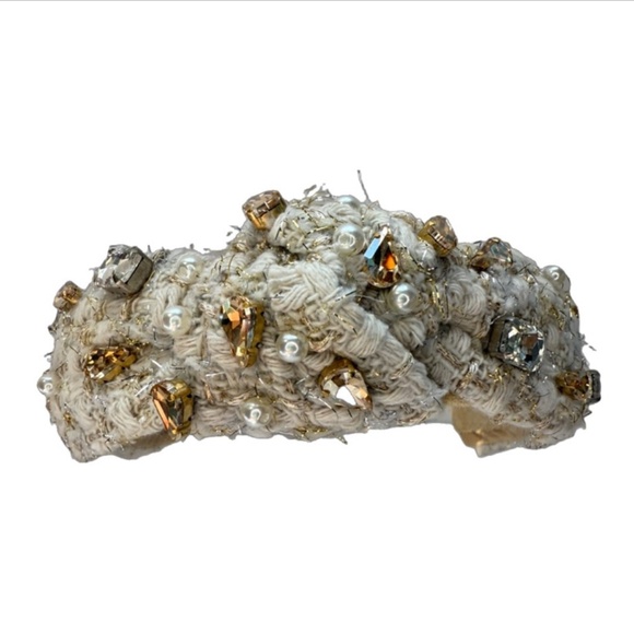 200. NEW The Ivory Pearl Rhinestone Tweed Headband - Picture 3 of 3